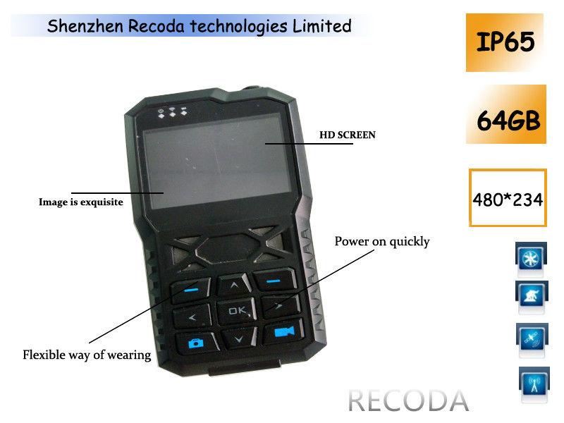 RECODA M503 64G Micro SD - card body worn camera police Support GPS 4G WIFI Function